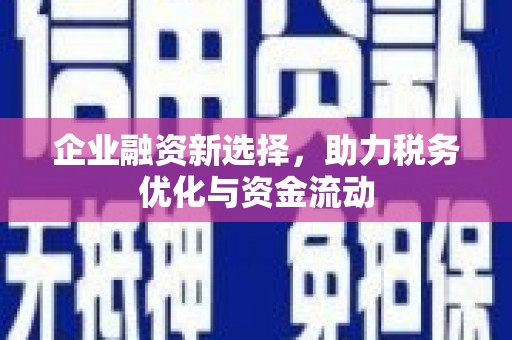 后里企业融资新选择，助力税务优化与资金流动