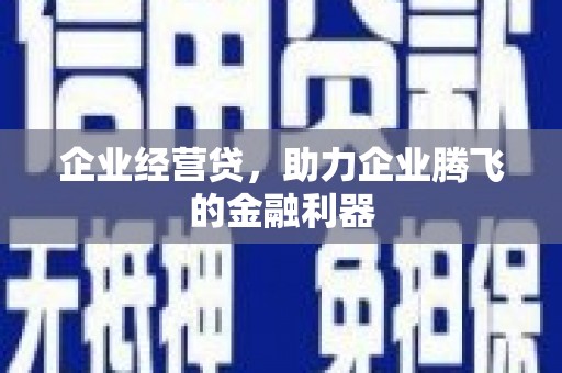 后里企业经营贷，助力企业腾飞的金融利器