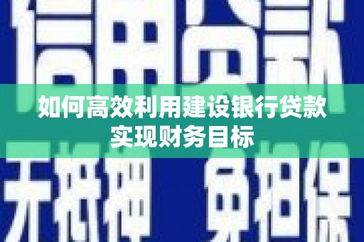 后里如何高效利用建设银行贷款实现财务目标