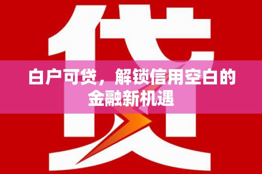 后里白户可贷，解锁信用空白的金融新机遇