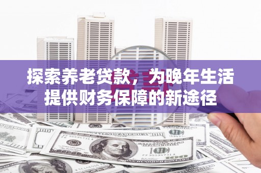 后里探索养老贷款，为晚年生活提供财务保障的新途径