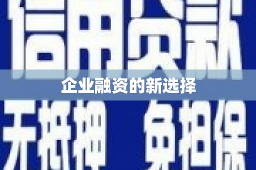 后里企业融资的新选择
