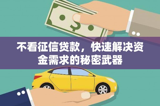 后里不看征信贷款，快速解决资金需求的秘密武器