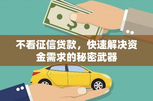 后里不看征信贷款，快速解决资金需求的秘密武器