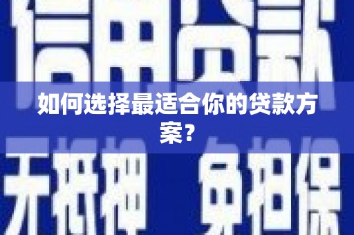 后里如何选择最适合你的贷款方案？